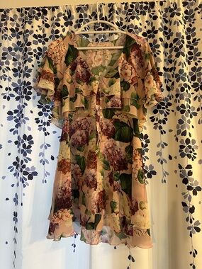 Show Me Your MuMu Blush Floral Ruffle Mini Dress